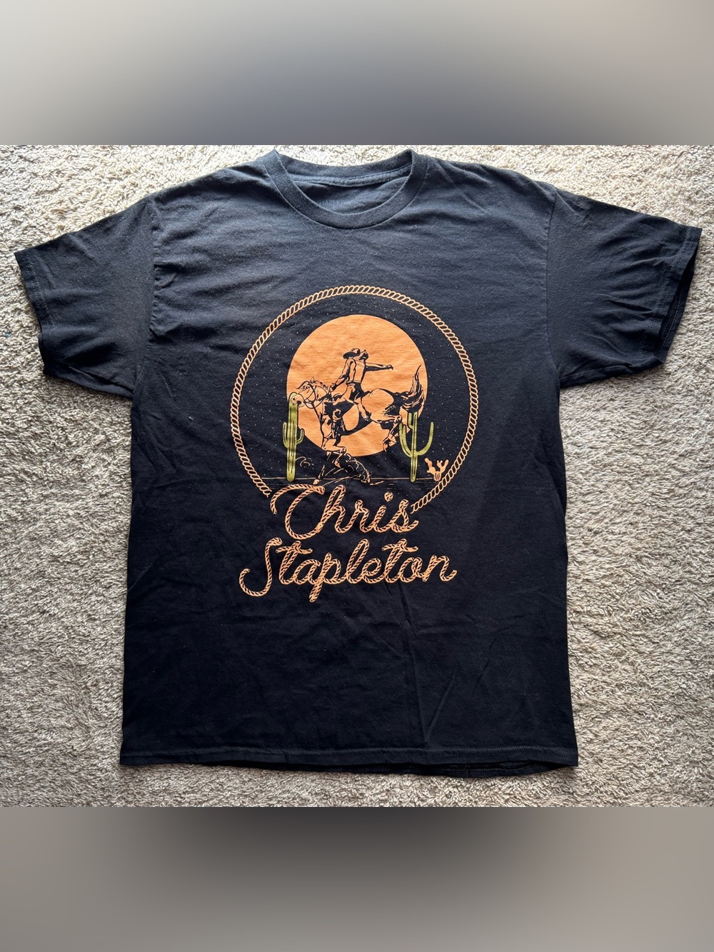 Chris Stapleton Cowboy Graphic T-Shirt Men’s Large Black Country Music Western